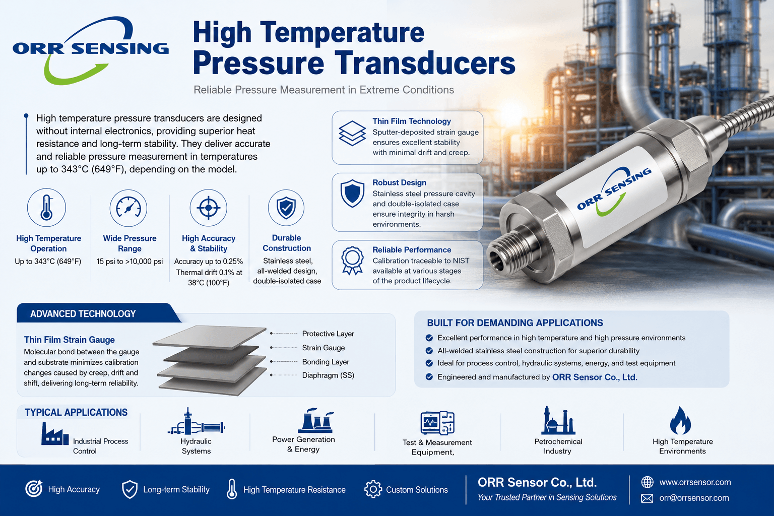 High temperature pressure transducer High temperature pressure transducer