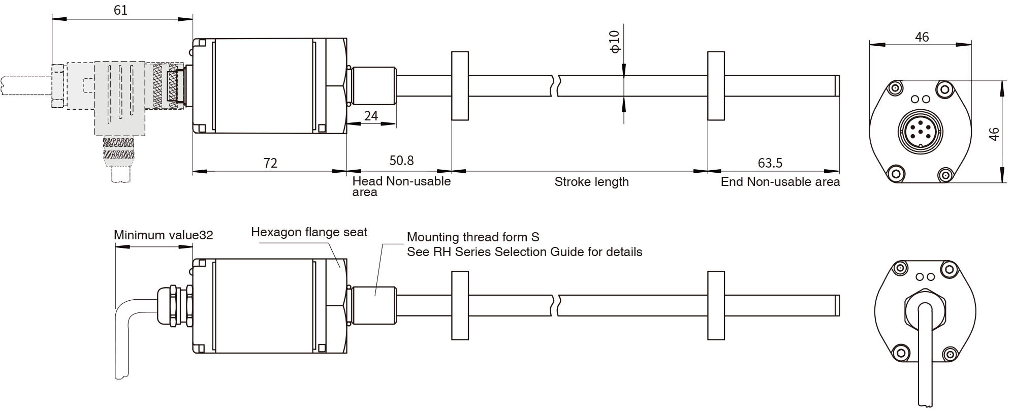 ORR-RH_RP Series Magnetostrictive Position Sensor-Dimension