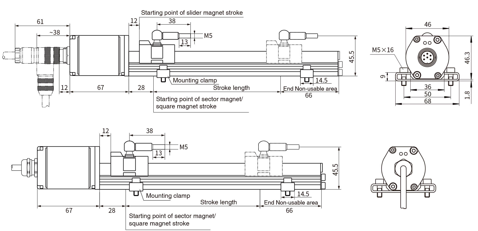 ORR-RH_RP Series Magnetostrictive Position Sensor-Dimension