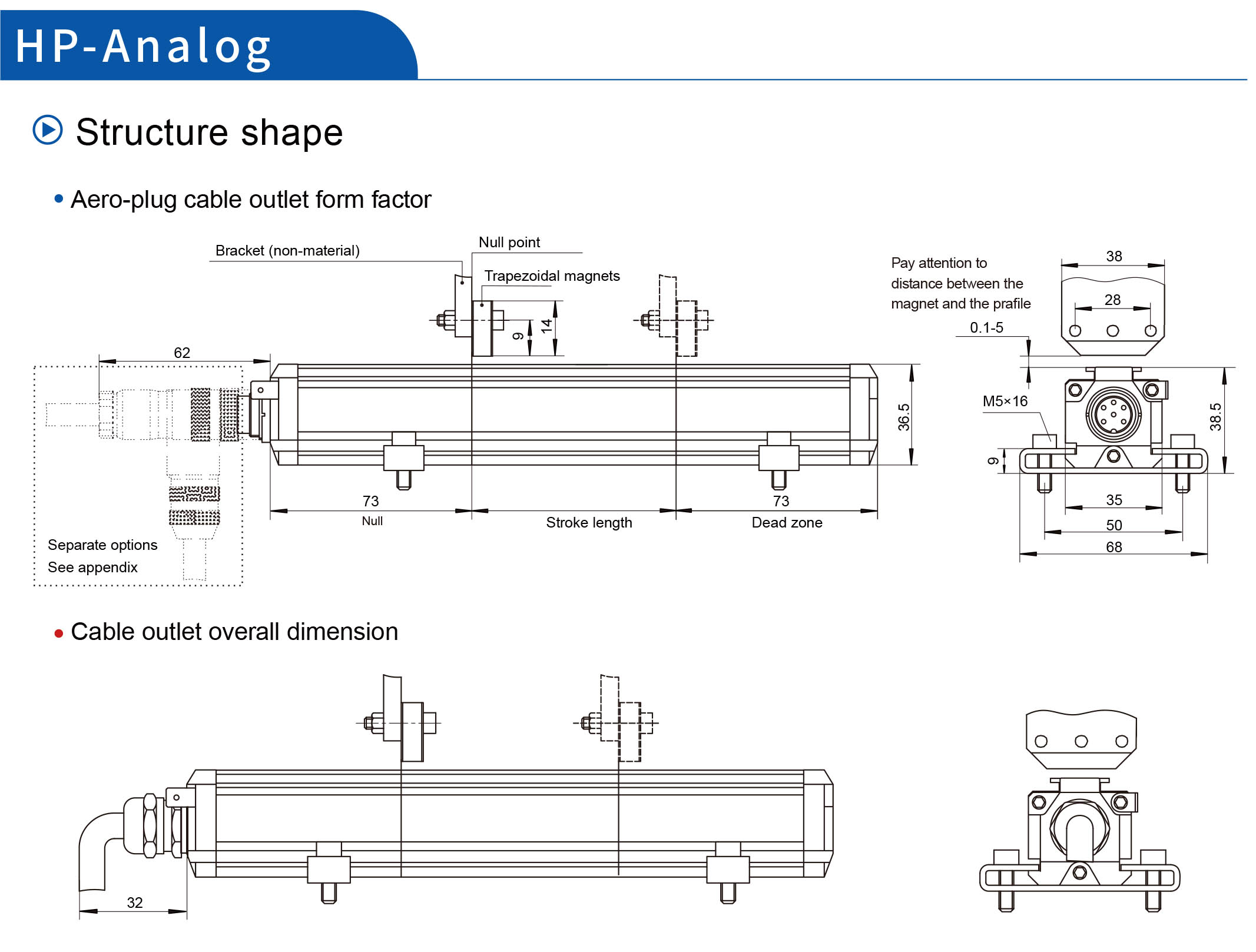 HP POSITION SENSOR-ANALOG OUTPUT-Dimension