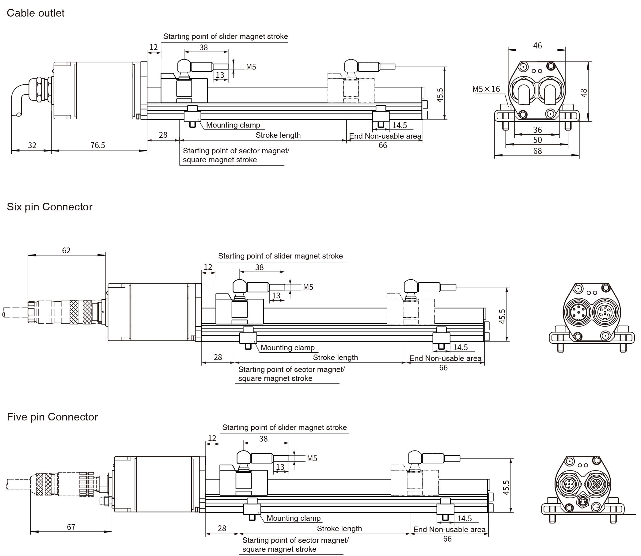 ORR-RP Series Magnetostrictive Position Sensor-Profibus-DP Output-Dimension